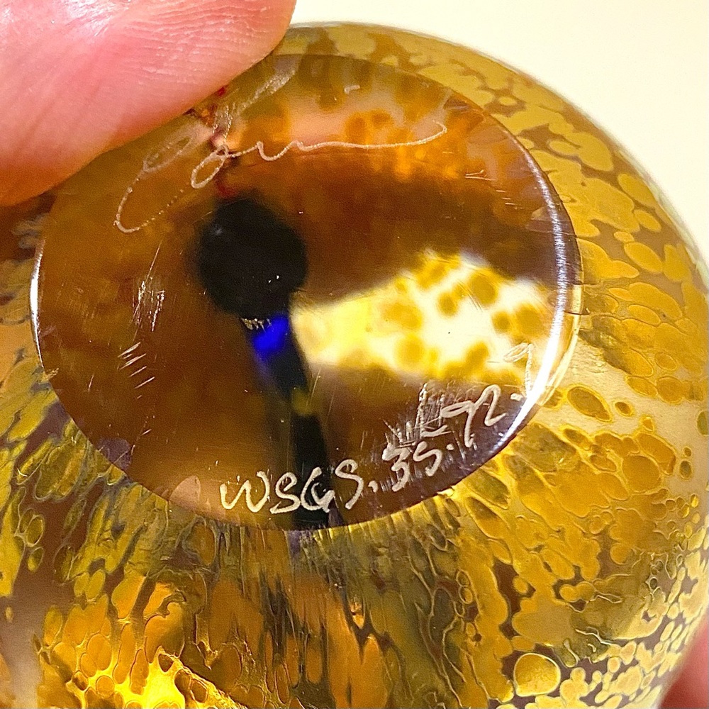 STEVEN CORREIA Iridescent Dark Blue/Purple Snake Draped Over Iridescent Gold Orb - Picture 9 of 9